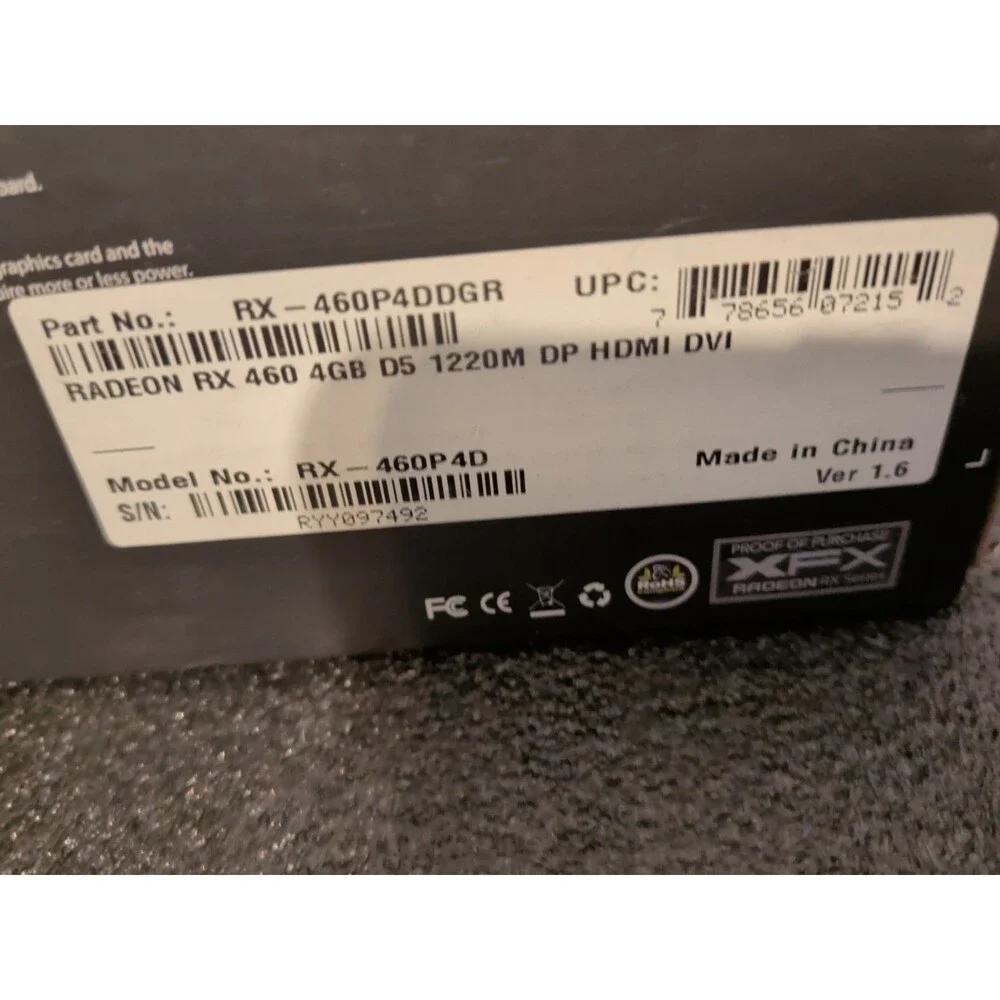 XFX AMD Radeon RX460 4GB 896SP GDDR5 PCI-E Graphics Video Card DP DVI HDMI